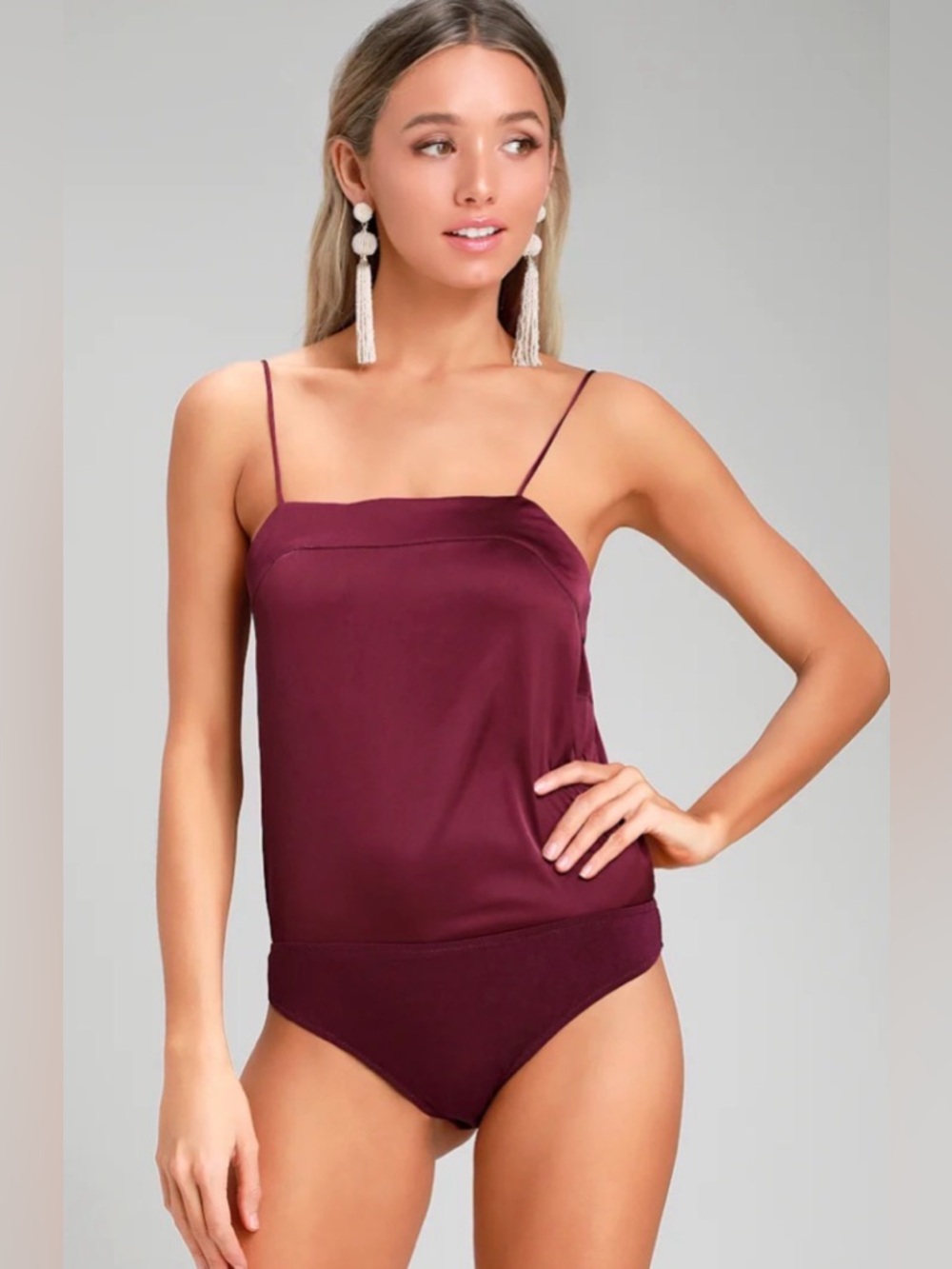 NWT Lulu’s Luxe Be A Lady Plum Bodysuit Size Small
